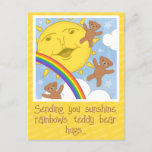 Cute Sunshine Rainbows Get Well Soon Recovery Postcard