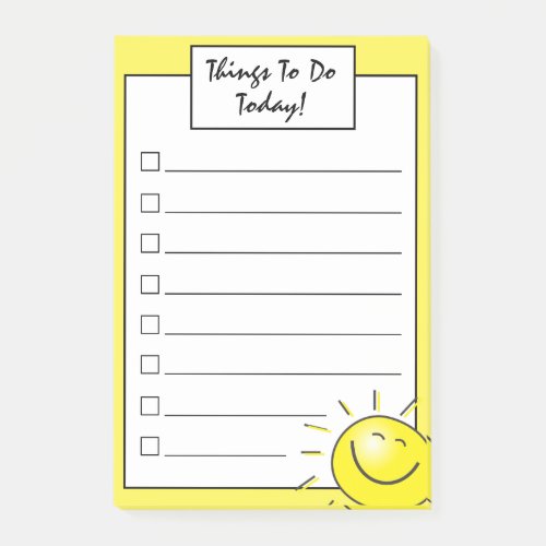 Cute Sunshine Smile Face Checkbox To Do List Post_it Notes