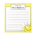 Cute Sunshine Smile Face From Teacher  Notepad
