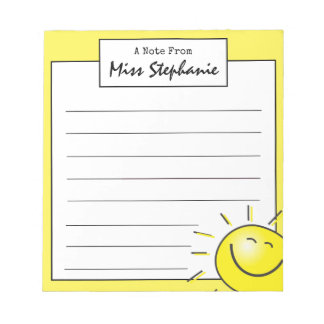 Cute Sunshine Smile Face From Teacher Notepad