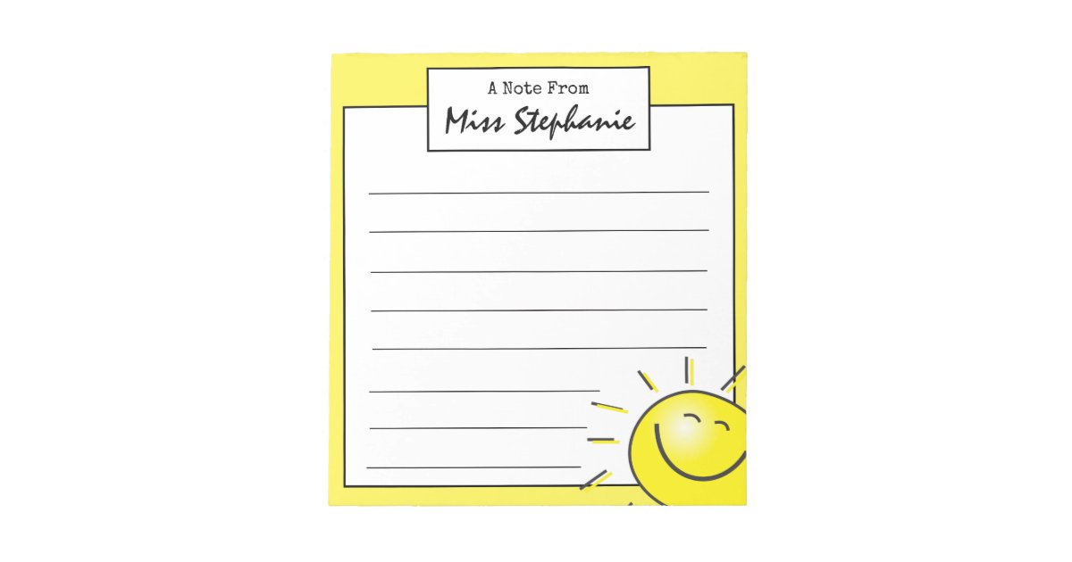 Cute Sunshine Smile Face From Teacher Notepad | Zazzle