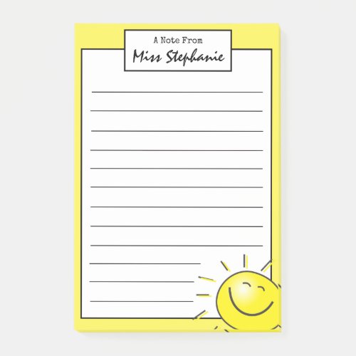 Cute Sunshine Smile Face From Teacher  Post_it Notes