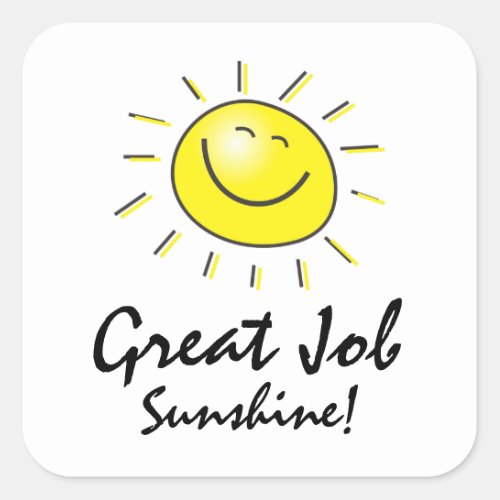 Cute Sunshine Smile Face Great Job Kids Reward  Square Sticker