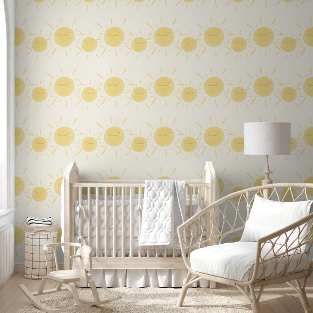 Cute Sunshine Stripe Pastel Yellow Wallpaper (Kids)