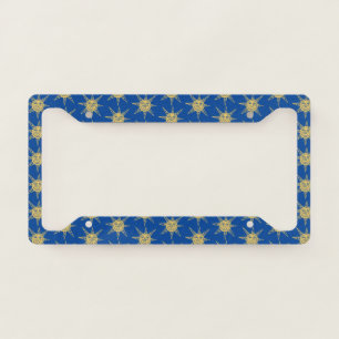 Cute Sunshine Suns Colorful Handmade Boho Blue License Plate Frame