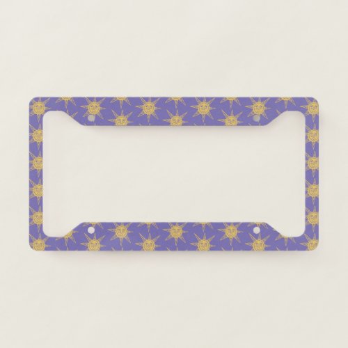 Cute Sunshine Suns Colorful Handmade Boho Purple License Plate Frame