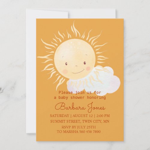 Cute Sunshine Theme Shower  Invitation