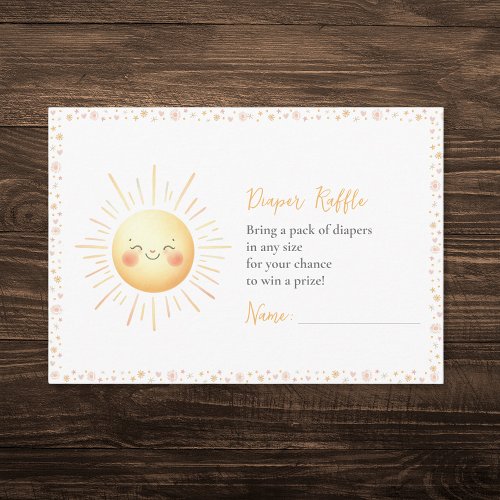 Cute Sunshine Themed Diaper Raffle Baby Shower  Enclosure Card