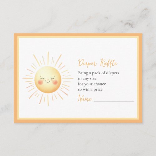 Cute Sunshine Themed Diaper Raffle Baby Shower Enclosure Card