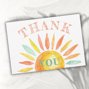 Cute Sunshine Watercolor Sun Summer Thank You Card
