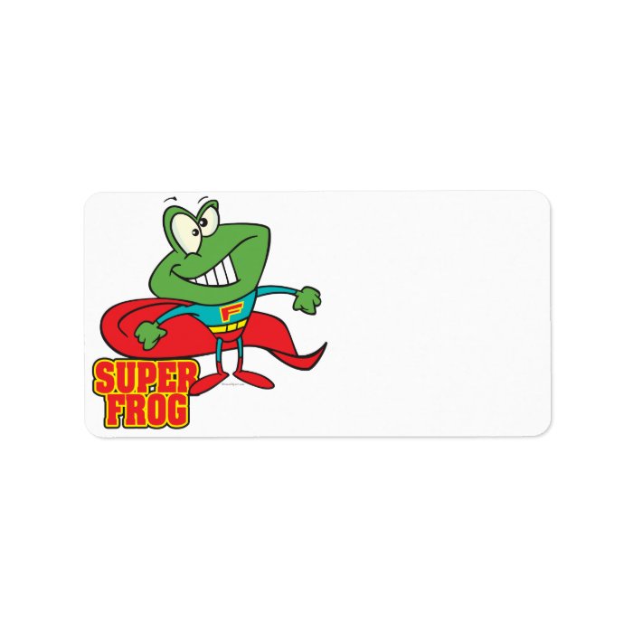 cute super frog superhero cartoon personalized address label
