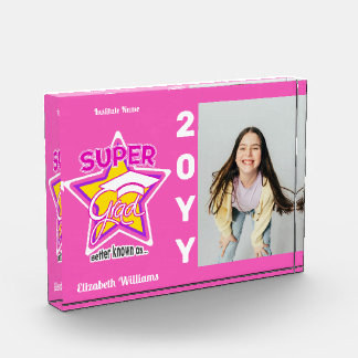 Cute Super Grad Pink - Personalize Text, Photo Block