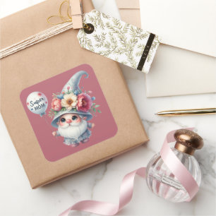 Cute super Mom gnome Square Sticker
