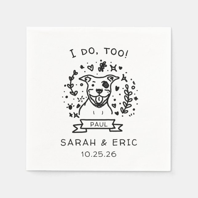 Cute Super Simple Dog French Bulldog Wedding Napkins (Front)