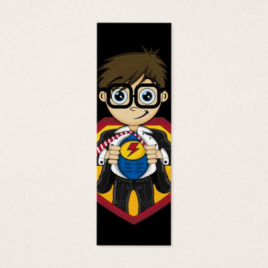 Cute Superhero Boy Bookmark Mini Business Card
