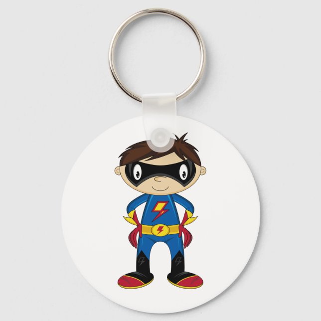 Cute Superhero Boy Keychain (Front)