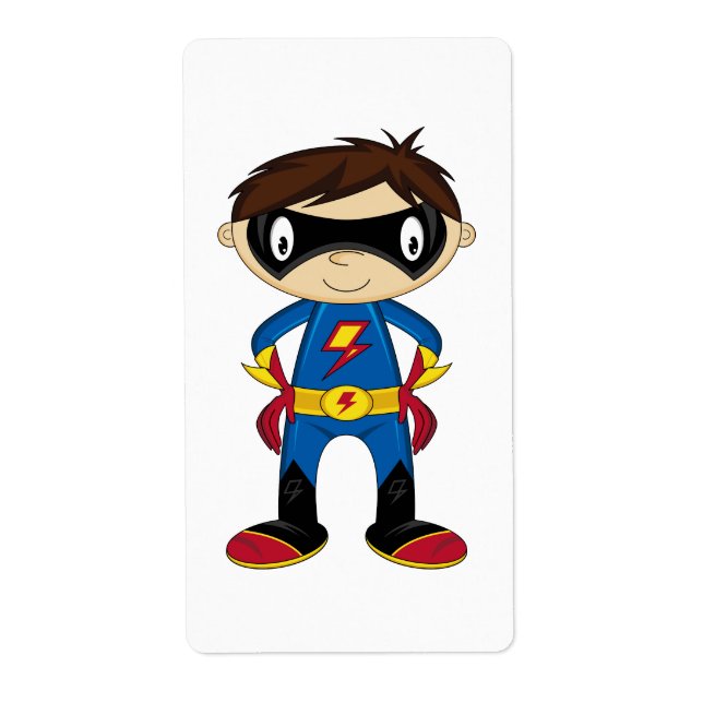 Cute Superhero Boy Label (Front)