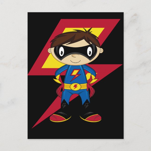 Cute Superhero Boy Postcard (Front)