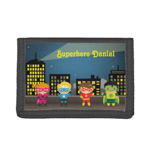 Cute Superhero Boys And Girls Tri-fold Wallet