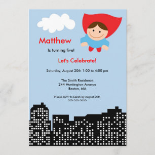 CUTE Superhero Boys Birthday Party Invitation