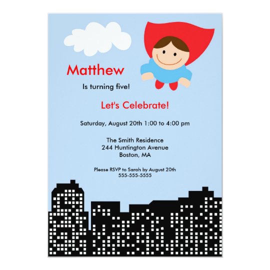 CUTE Superhero Boys Birthday Party Invitation