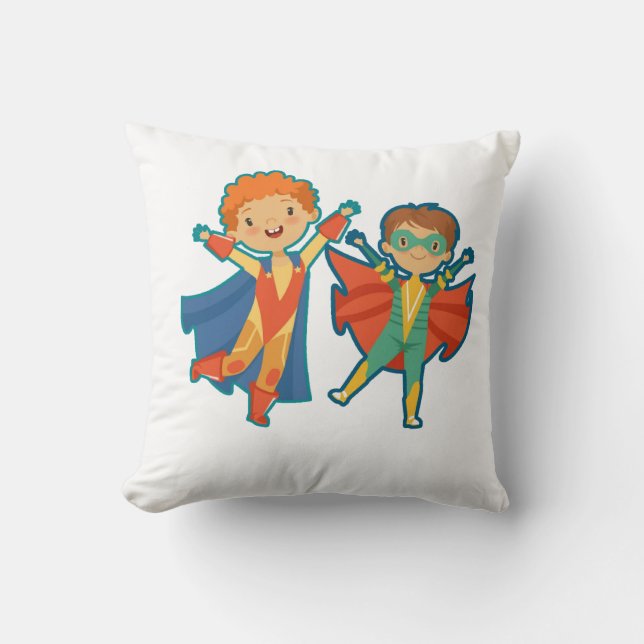 Cute Superhero Boys Throw Pillow (Front)