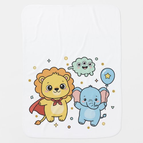 Cute Superhero Lion and Elephant Friends Cartoon