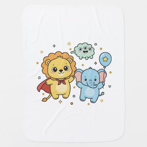 Cute Superhero Lion and Elephant Friends Cartoon