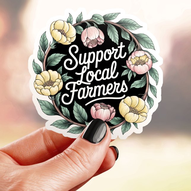 Cute Support Local Farmers Floral Sticker (Creator Uploaded)