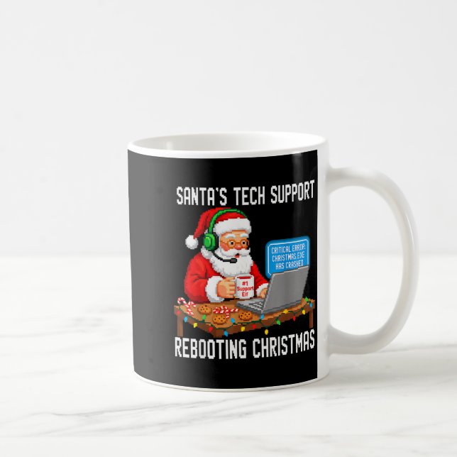 Cute Support Tech Santa's Rebooting Coffee Mug (Right)