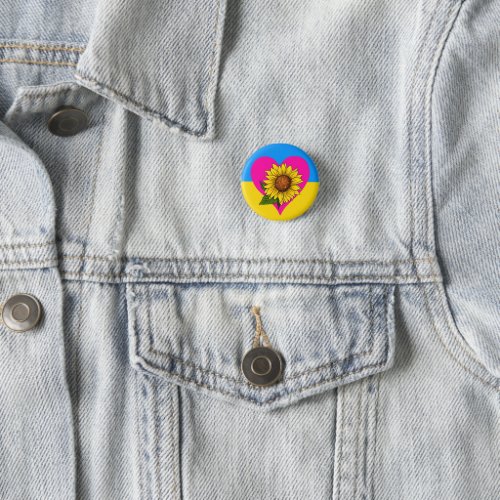 Cute Support Ukraine Sunflower Heart Button Pins