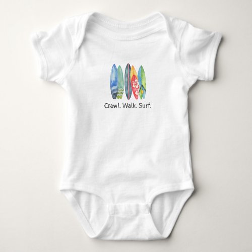 Cute Surfboard Baby Crawl Walk Surf One Piece Gift Baby Bodysuit