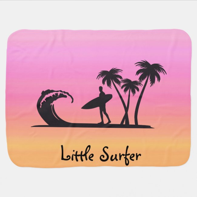 Cute Surfer Pink Orange Baby Blanket