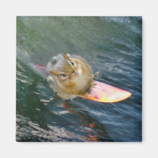 Cute Surfing Chipmunk Magnet (Front)