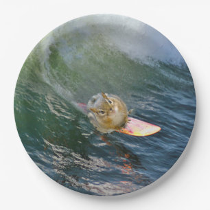 Cute Surfing Chipmunk Paper Plates