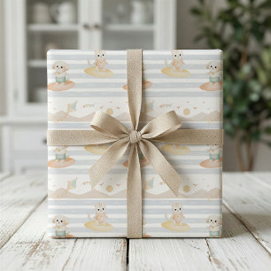Cute Surfing Dog and Cat Wrapping Paper