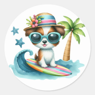 Cute Surfing Dog Stickers