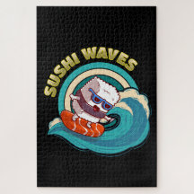 Cute surfing Kawaii Sushi