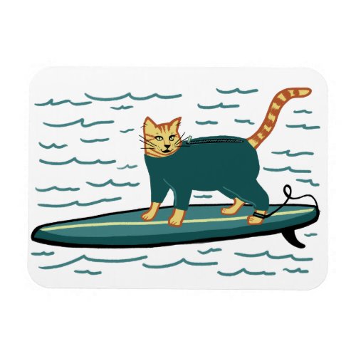 Cute Surfing Kitty Cat Magnet