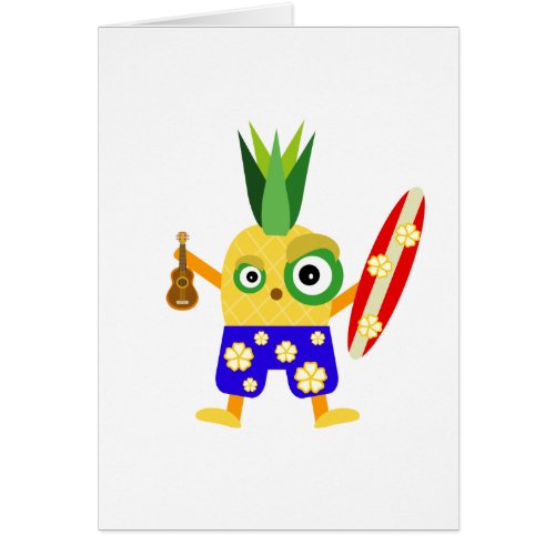 Cute Surfing Pineapple Aloha  Kawaii Cartoon