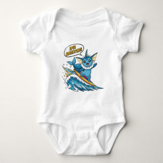Cute Surfing Vaporeon - Eevee Evolution Water Type Baby Bodysuit