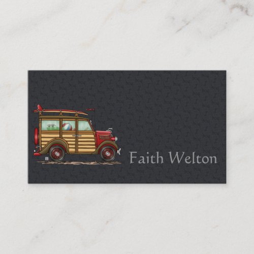 Cute Surfing Woody Business Card