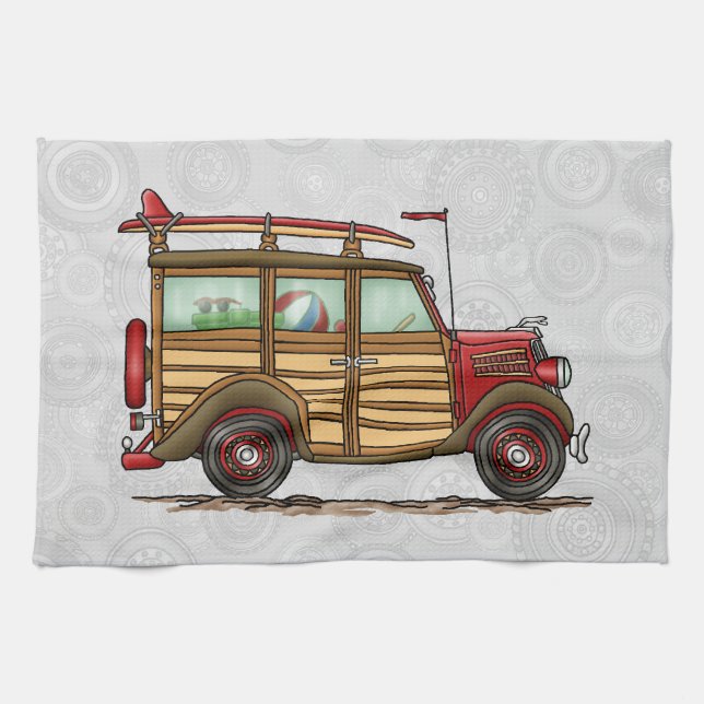 Cute Surfing Woody Kitchen Towel (Horizontal)