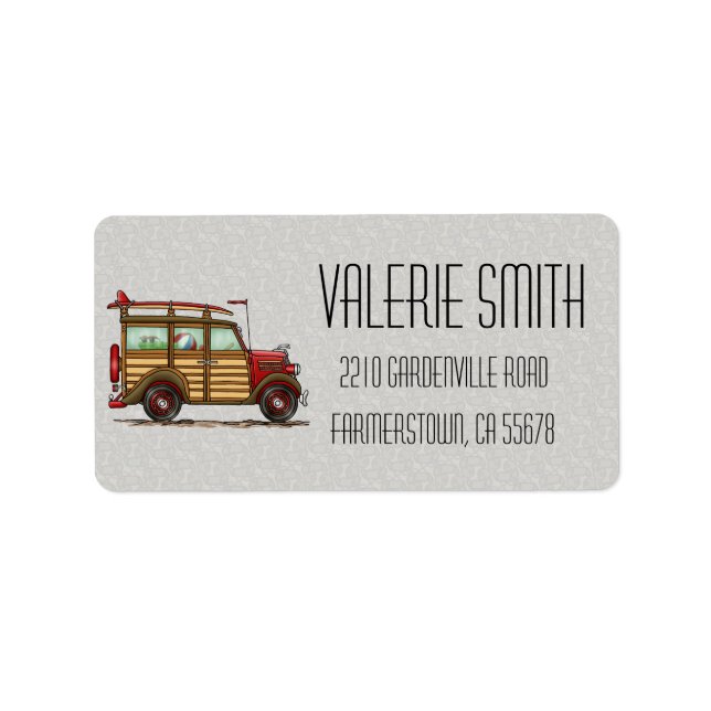 Cute Surfing Woody Label (Front)