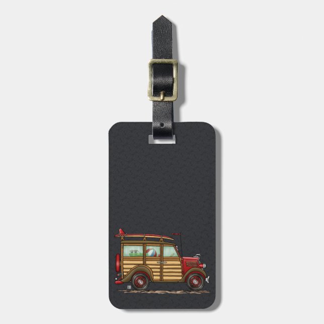 Cute Surfing Woody Luggage Tag (Front Vertical)