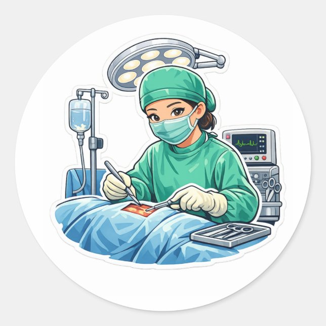 Cute surgeon chibi sticker kawaii medical (Front)