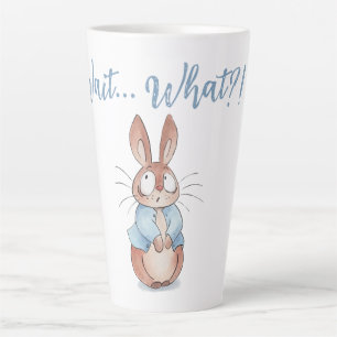 Cute Surprised Bunny Baby • Funny “Wait… What?!” Latte Mug