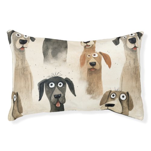 Cute Surprised Dogs Seamless Pattern Dog Pet Bed