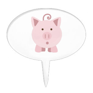 Cute Surprised Pig Cake Topper