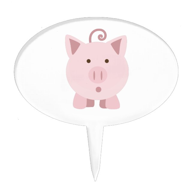 Cute Surprised Pig Cake Topper (Front)